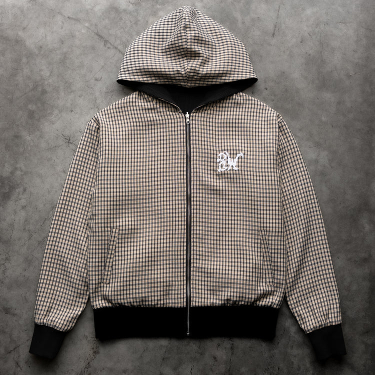 REVERSIBLE THERMAL PLAID ZIP UP BLACK