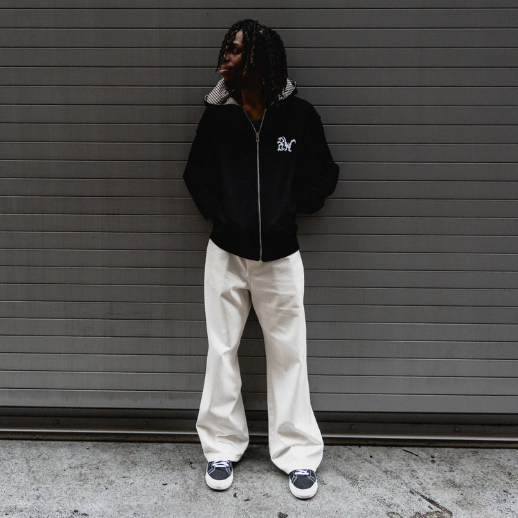 REVERSIBLE THERMAL PLAID ZIP UP BLACK