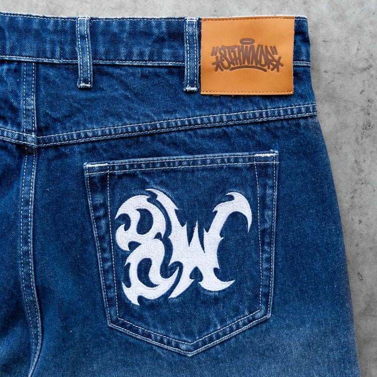 8W FADE BAGGY JORTS BLUE