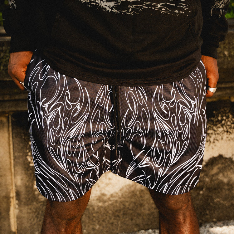 TRIBAL MESH SHORTS BLACK
