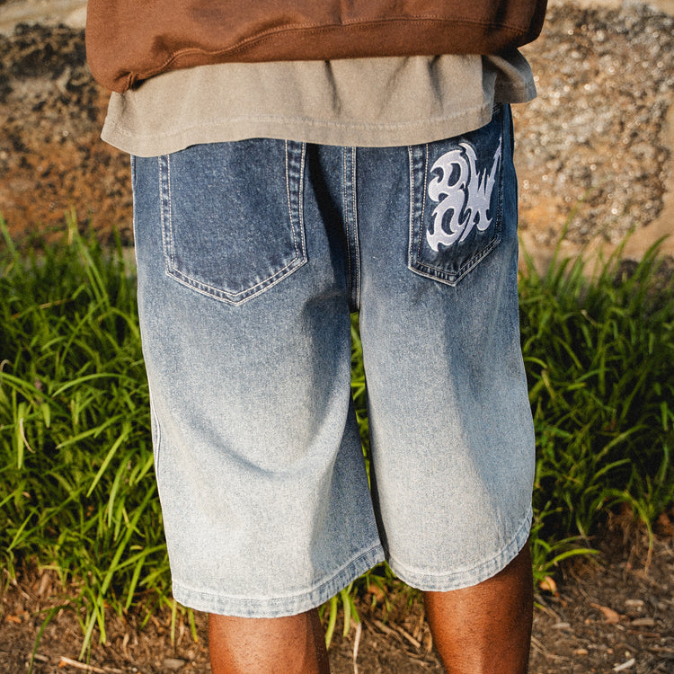 8W FADE BAGGY JORTS BLUE