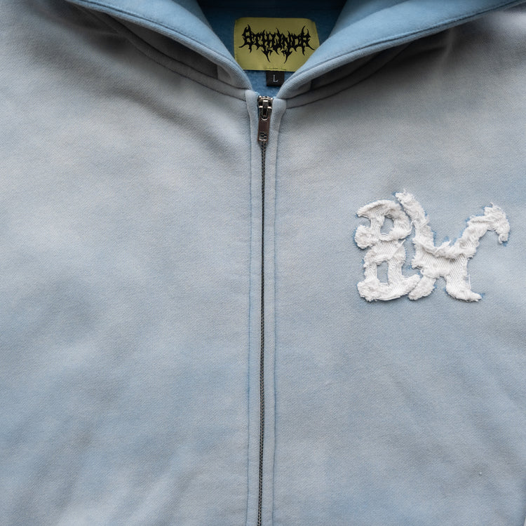 DISTRESSED 8W ZIP UP WASHED BLUE