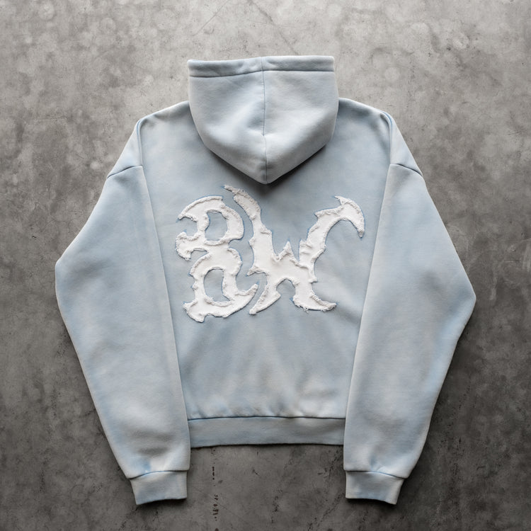 DISTRESSED 8W ZIP UP WASHED BLUE