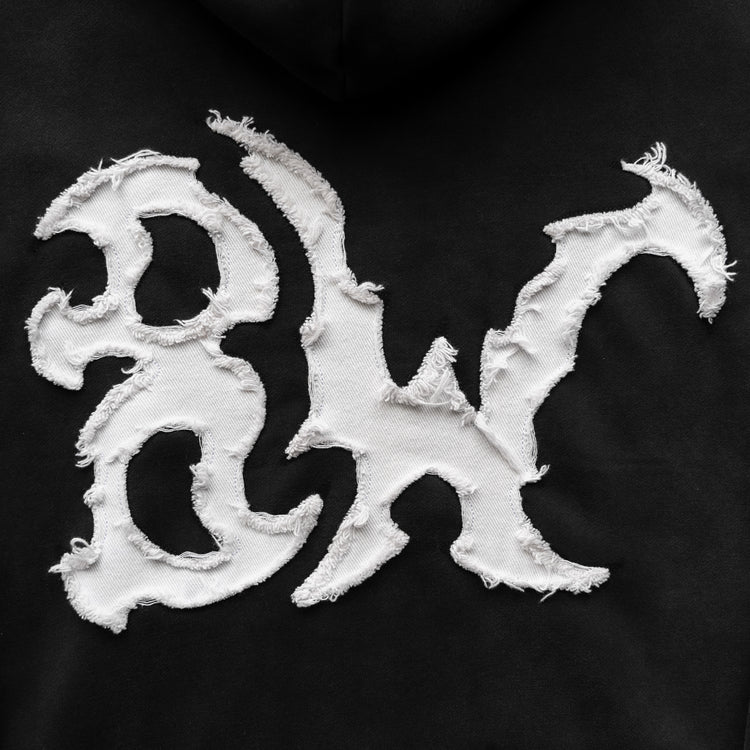 DISTRESSED 8W ZIP UP WASHED BLACK