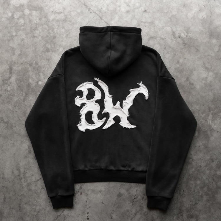 DISTRESSED 8W ZIP UP WASHED BLACK