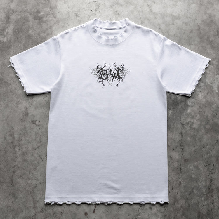 TRIBAL 8W DISTRESSED TEE WHITE