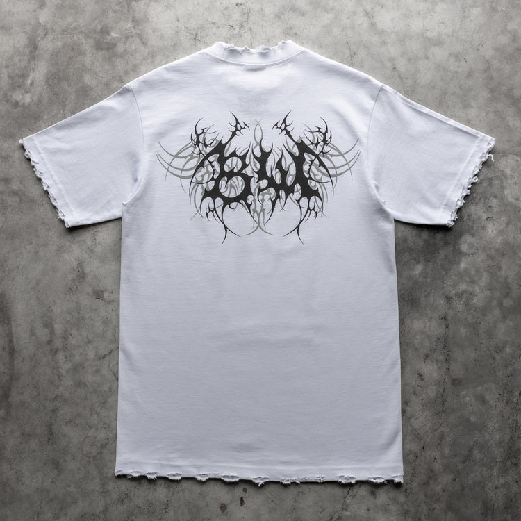 TRIBAL 8W DISTRESSED TEE WHITE