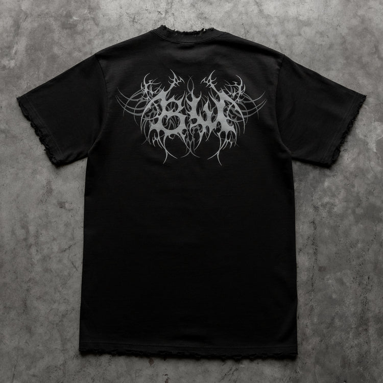 TRIBAL 8W DISTRESSED TEE BLACK