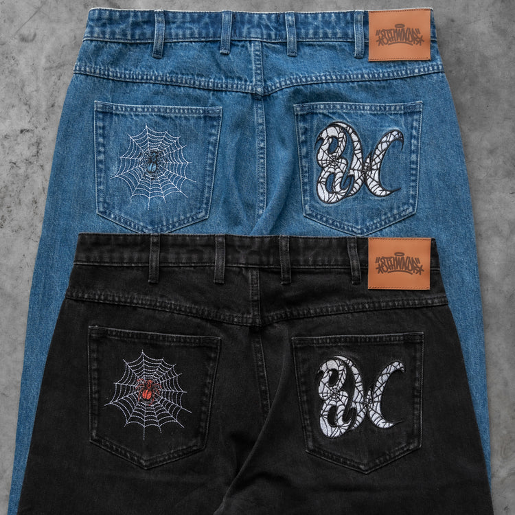 8W SPIDER BAGGY JEANS BLUE
