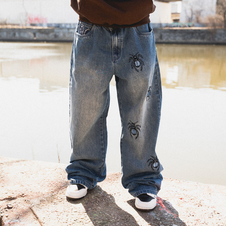 8W SPIDER BAGGY JEANS BLUE