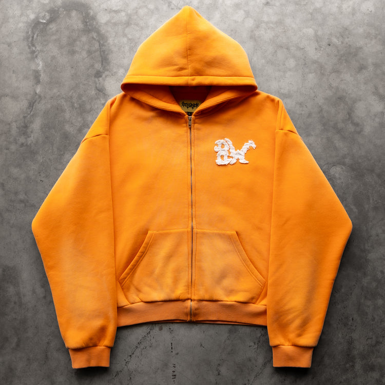 DISTRESSED 8W ZIP UP WASHED ORANGE