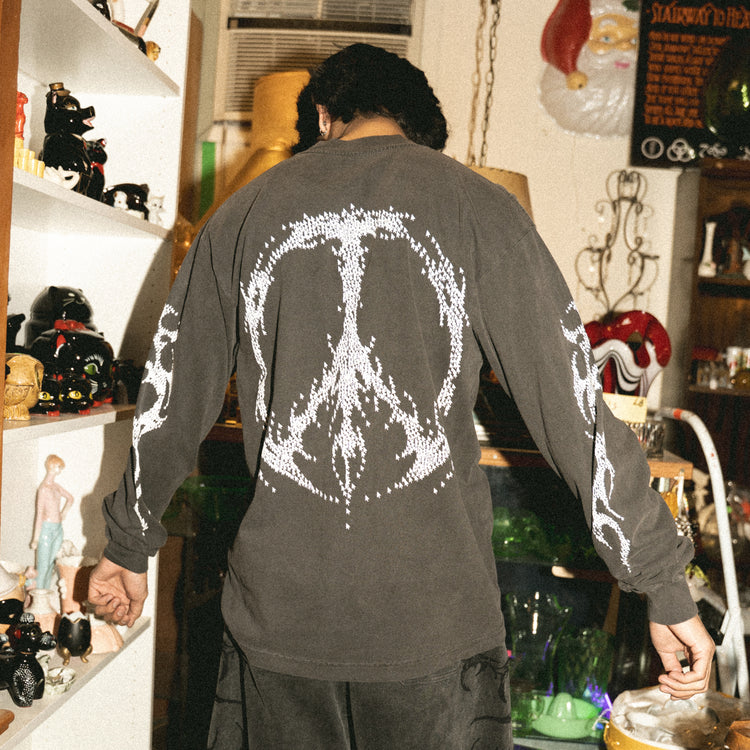 PEACE L/S TEE VINTAGE BLACK