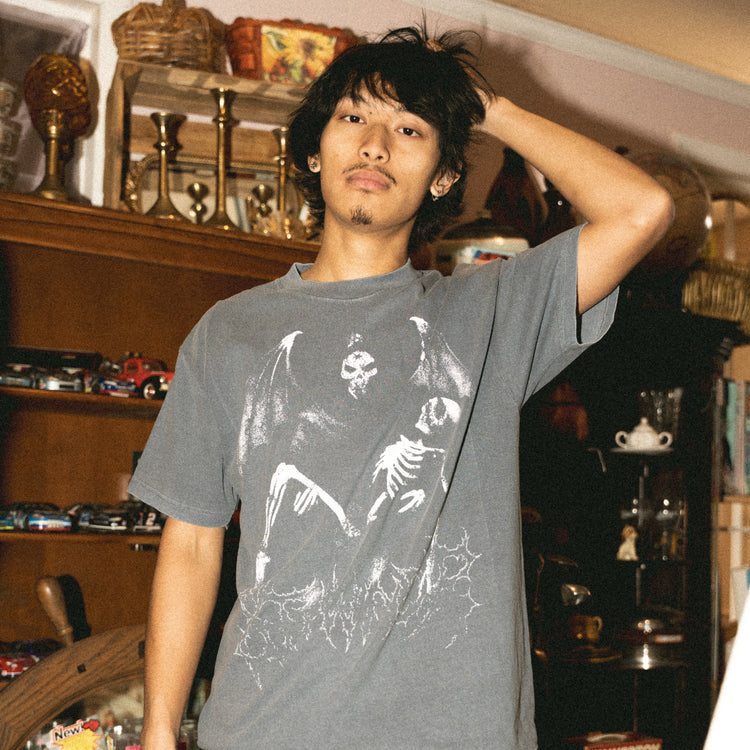 WINGED REAPER TEE VINTAGE BLUE