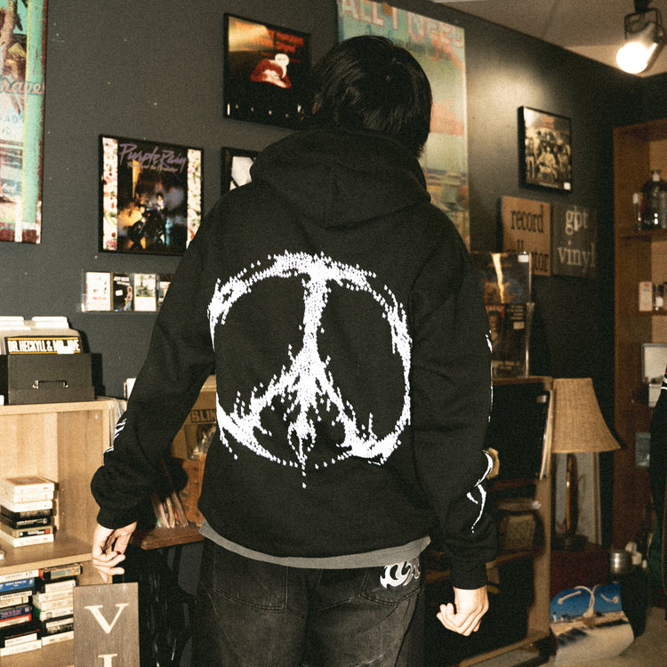 PEACE ZIP UP BLACK