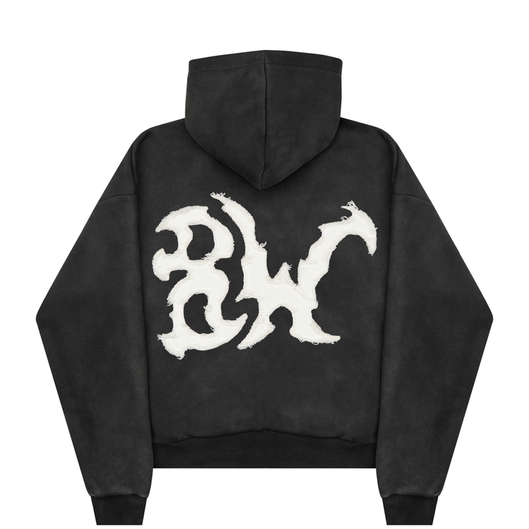 DISTRESSED 8W ZIP UP WASHED BLACK