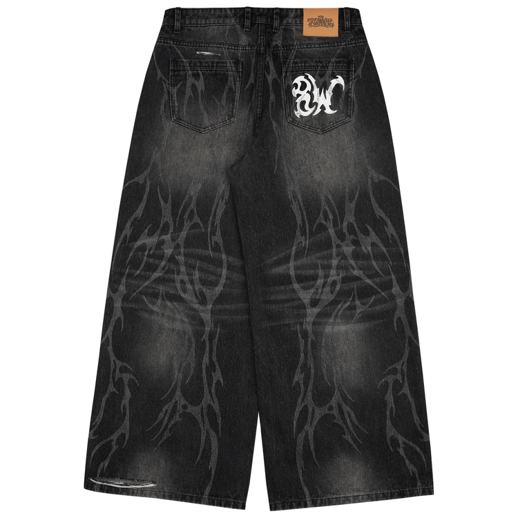 8W TRIBAL DISTRESSED BAGGY JEANS BLACK