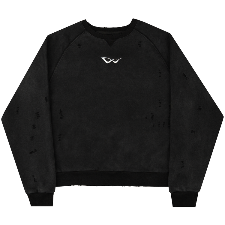 8W ATHLETICS DISTRESSED CREWNECK BLACK