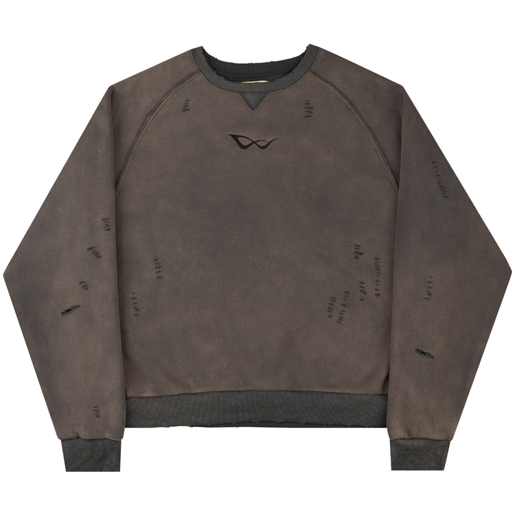 8W ATHLETICS DISTRESSED CREWNECK WASHED GREY