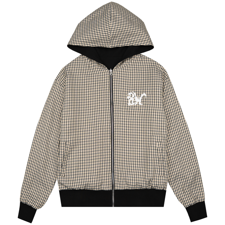 REVERSIBLE THERMAL PLAID ZIP UP BLACK