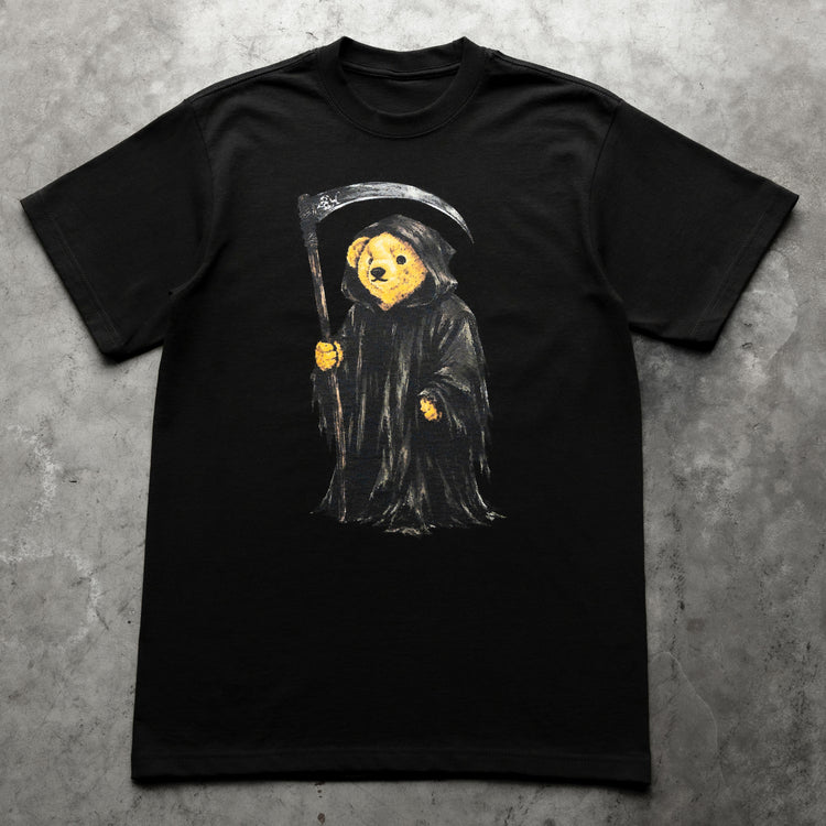 REAPER BEAR TEE BLACK — concrete full front
