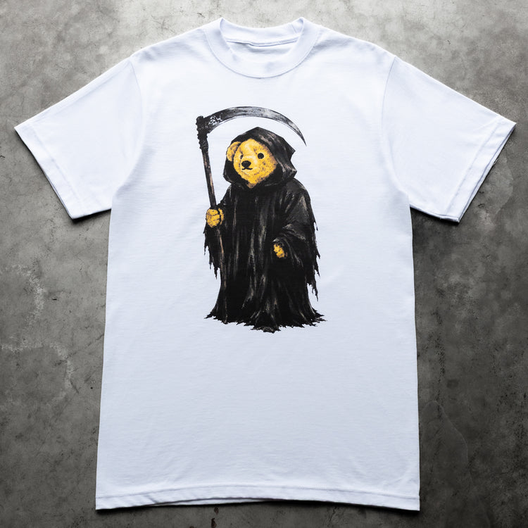 REAPER BEAR TEE WHITE — concrete full front