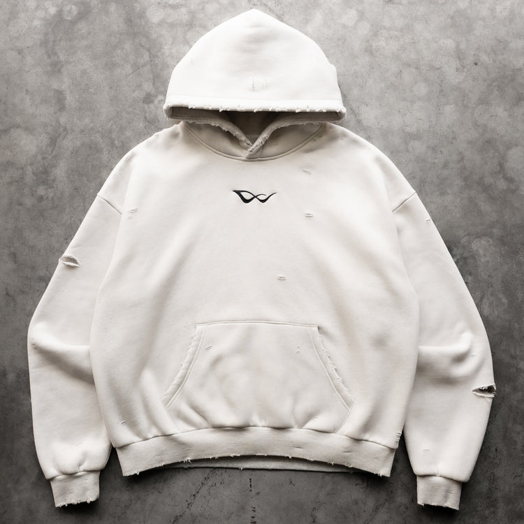 8W ATHLETICS DISTRESSED HOODIE ASH