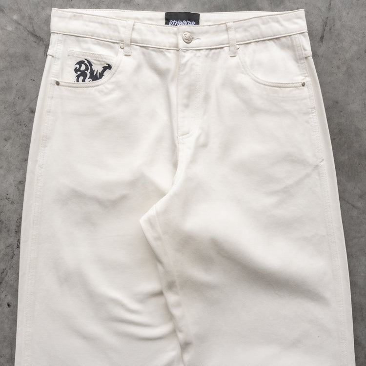 8W TRIBAL BAGGY JEANS WHITE