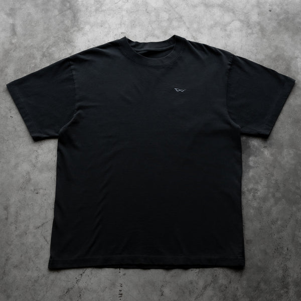 BASIC EMBROIDERED TEE BLACK - Second Image
