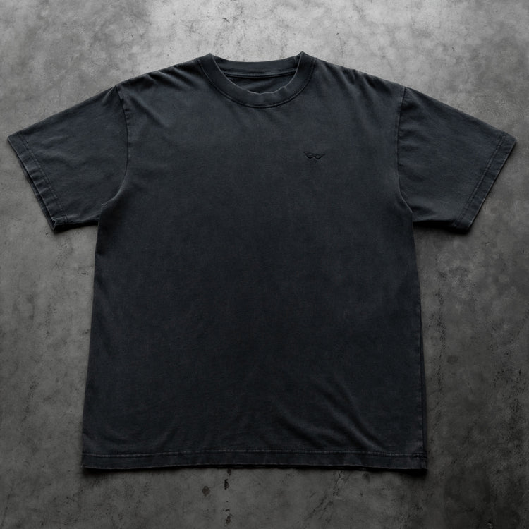 BASIC EMBROIDERED TEE VINTAGE BLACK