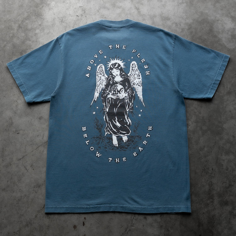 BELOW THE EARTH TEE WASHED DENIM