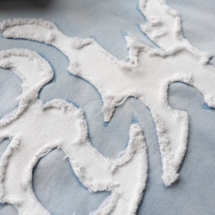 DISTRESSED 8W ZIP UP WASHED BLUE