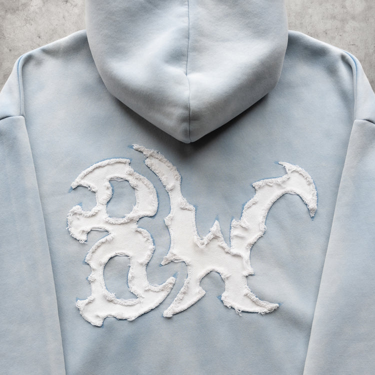 DISTRESSED 8W ZIP UP WASHED BLUE