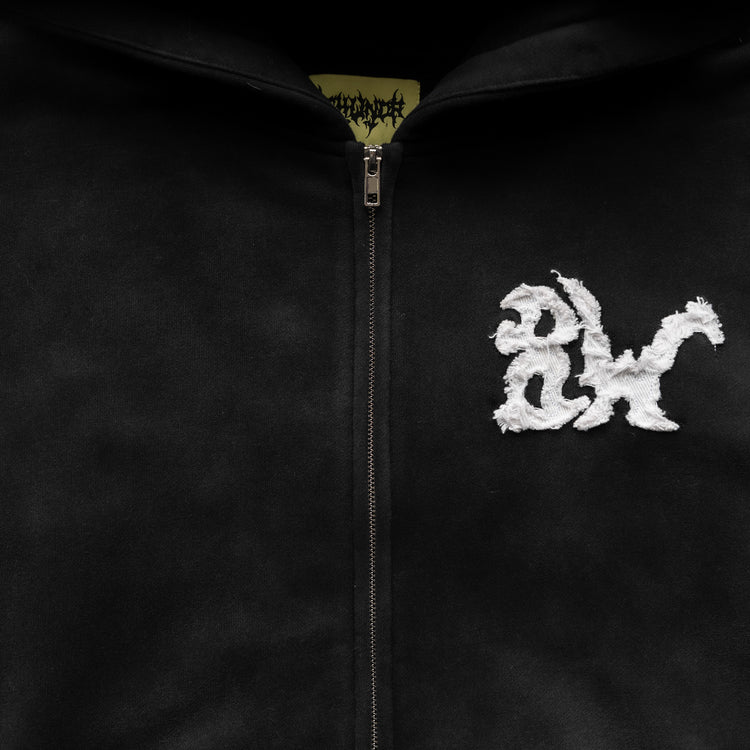 DISTRESSED 8W ZIP UP WASHED BLACK