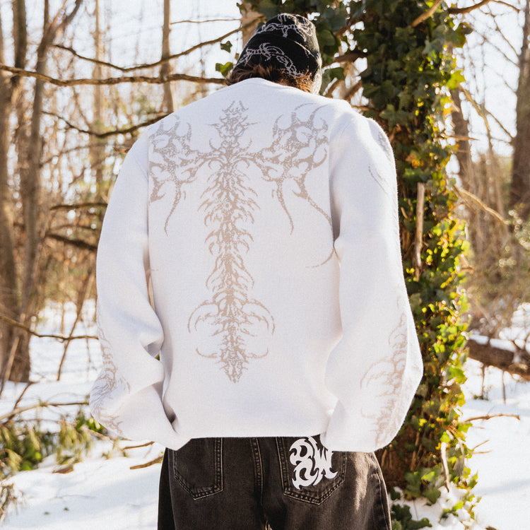 TRIBAL KNITTED SWEATER WHITE