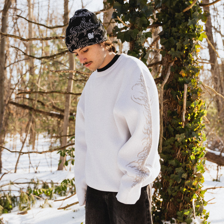 TRIBAL KNITTED SWEATER WHITE