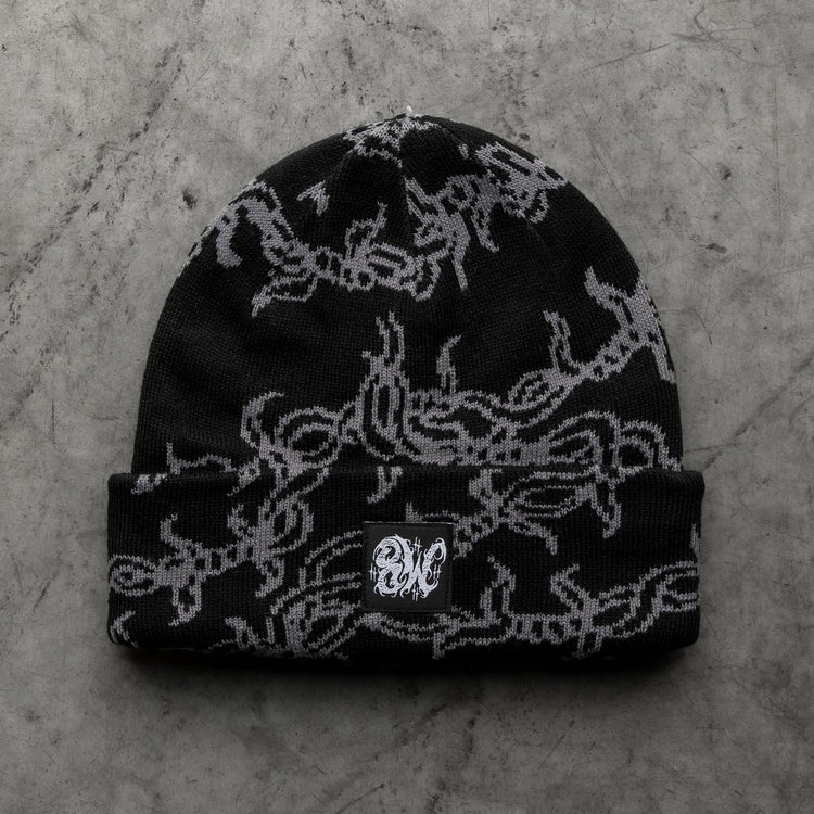BARBED WIRE BEANIE BLACK