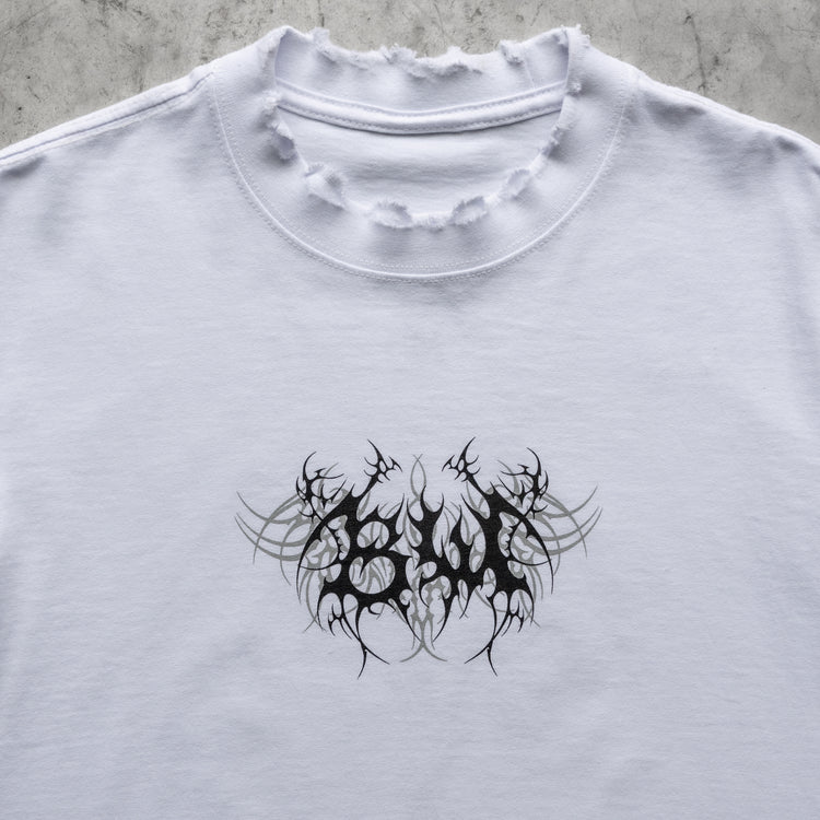 TRIBAL 8W DISTRESSED TEE WHITE