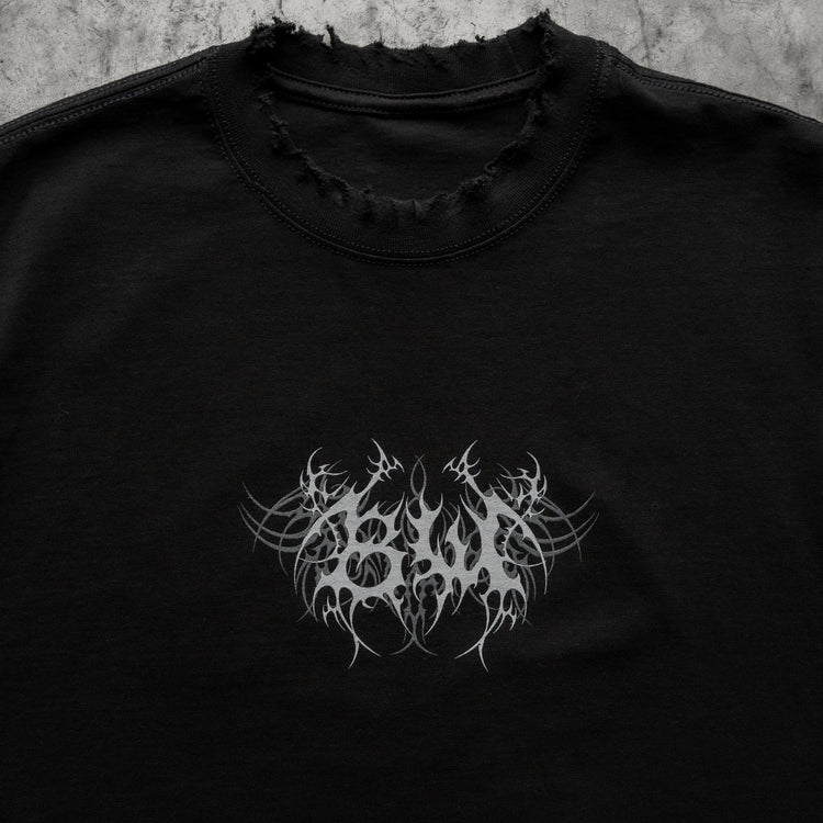 TRIBAL 8W DISTRESSED TEE BLACK