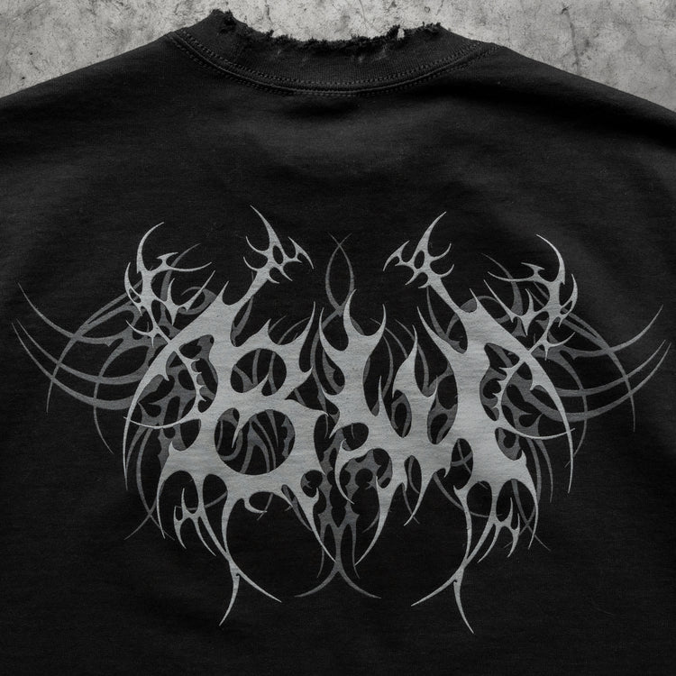 TRIBAL 8W DISTRESSED TEE BLACK