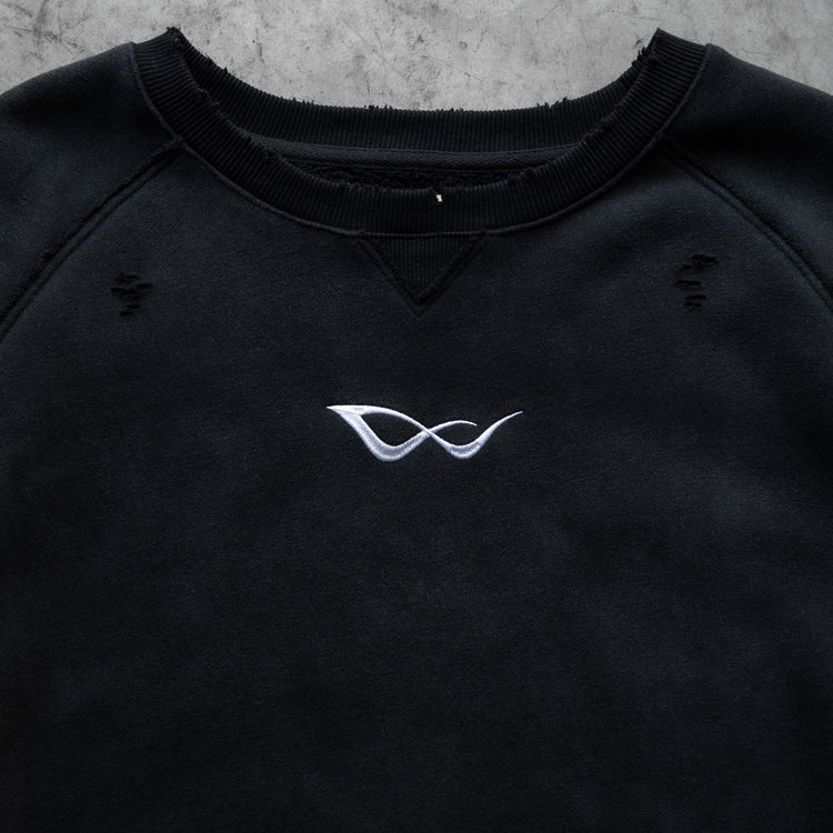 8W ATHLETICS DISTRESSED CREWNECK BLACK