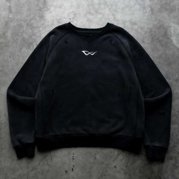 8W ATHLETICS DISTRESSED CREWNECK BLACK - Second Image