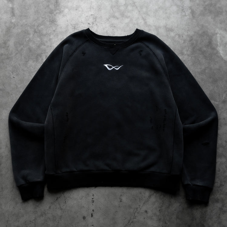 8W ATHLETICS DISTRESSED CREWNECK BLACK