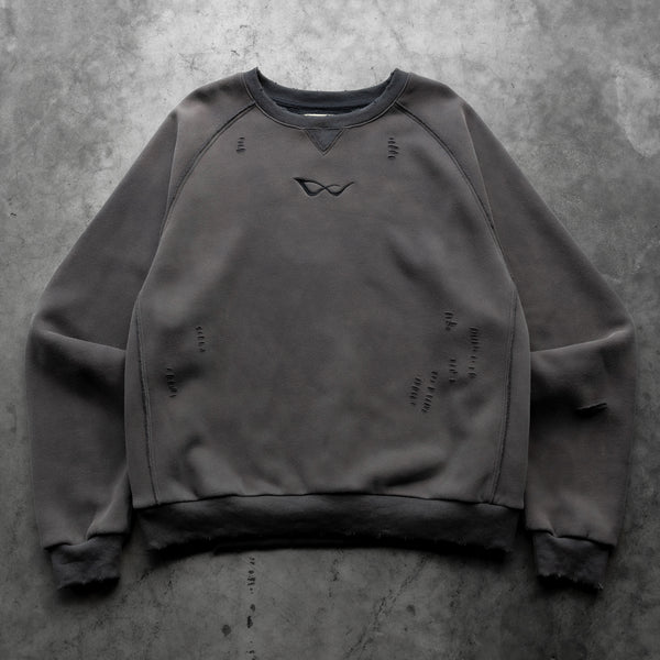 8W ATHLETICS DISTRESSED CREWNECK WASHED GREY - Second Image