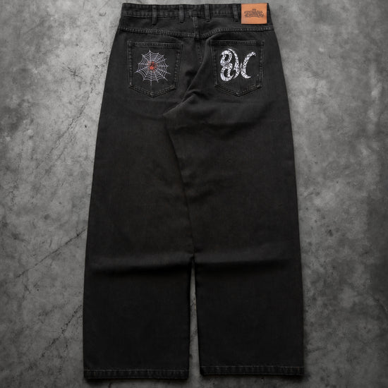 8W SPIDER BAGGY JEANS BLACK