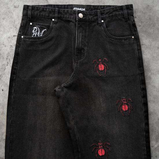 8W SPIDER BAGGY JEANS BLACK