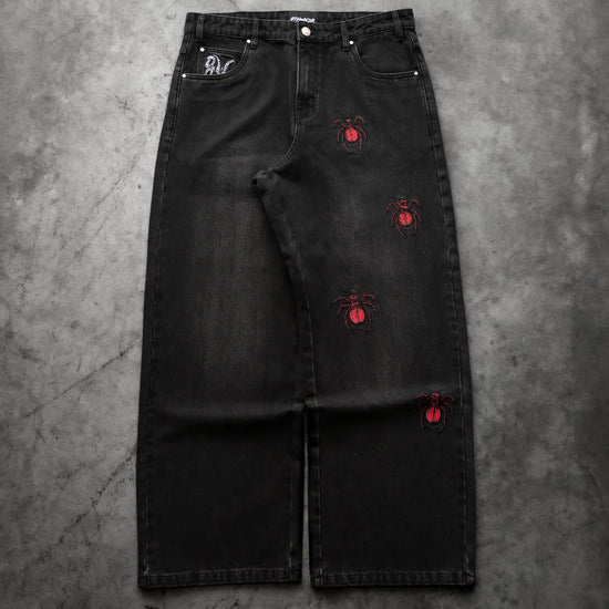 8W SPIDER BAGGY JEANS BLACK