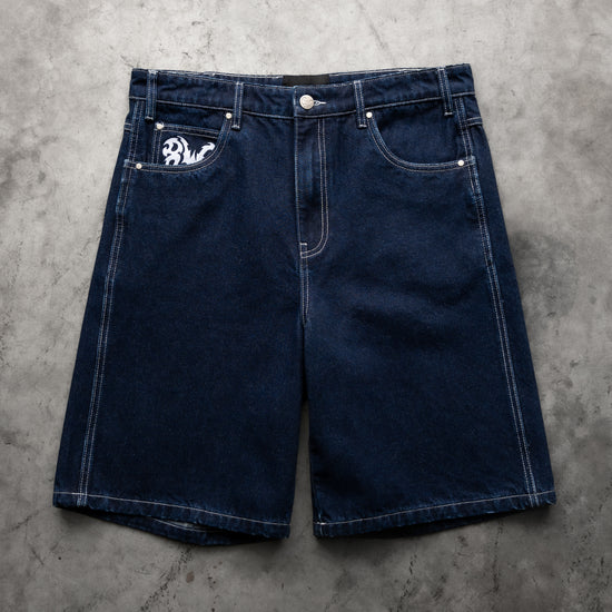 8W TRIBAL BAGGY JORTS DARK BLUE