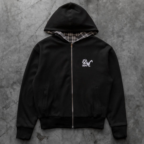 REVERSIBLE THERMAL PLAID ZIP UP BLACK V2