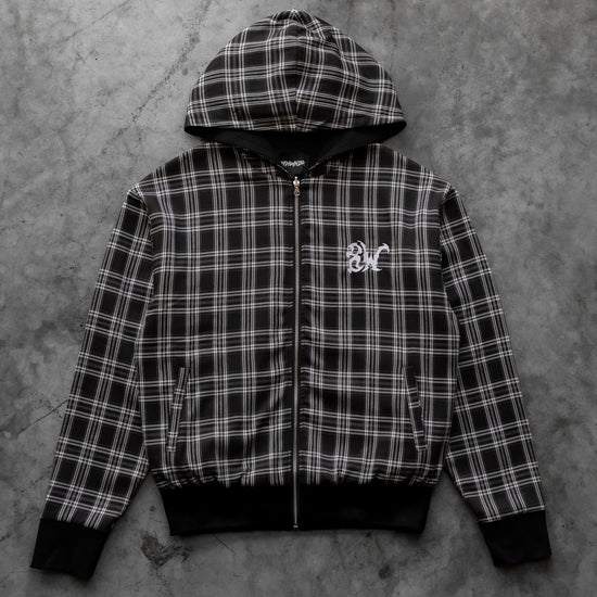 REVERSIBLE THERMAL PLAID ZIP UP BLACK V2