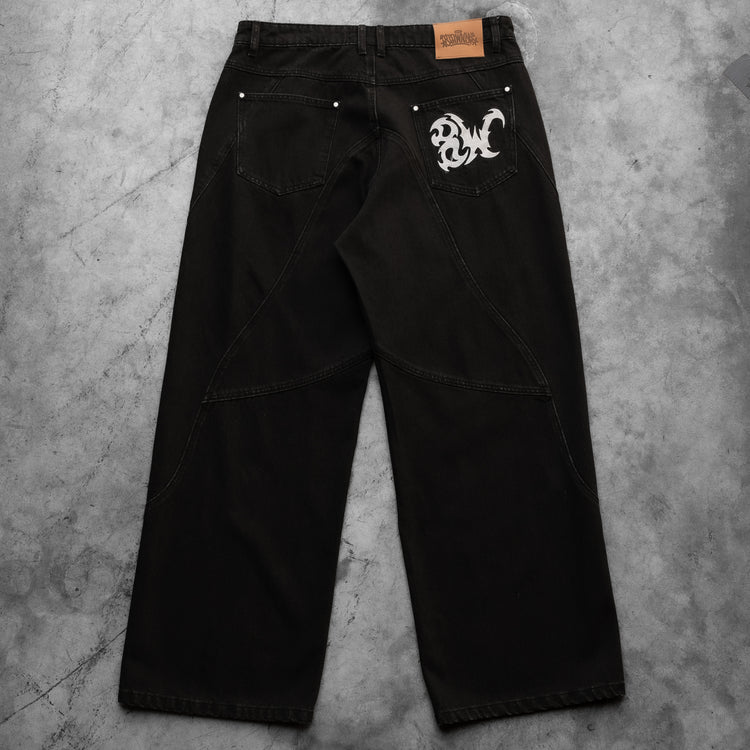 8W PANEL BAGGY JEANS BLACK